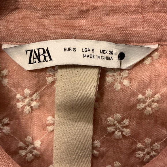 ZARA Malina Coquette Embroidered Pink White Floral Midi Dress 100% Cotton SZ S - Picture 9 of 12